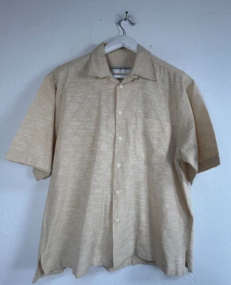 Jhane Barnes Men's Casual Button Up Shirt Size Large Geo Beige Short Sleeves - Image 1 of 4