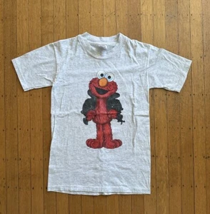 Vintage 90s Elmo Gray T-Shirt Single Stitch Sesame Street Youth Size Large - Picture 1 of 5