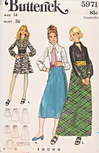 Vintage Röcke Mini Midi Maxi mit Gürtel Vintage 1975 Butterick # 5971 Gr. 14 - Bild 1 von 2