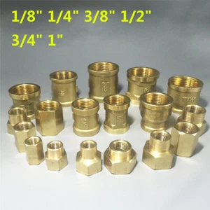 Brass Coupling Pipe Fittings 1/8" 1/4" 3/8" 1/2" 3/4" BSP Female Thread Coupler - Picture 1 of 23