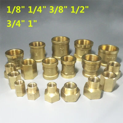 Brass Coupling Pipe Fittings 1/8" 1/4" 3/8" 1/2" 3/4" BSP Female Thread Coupler - Image 1 of 4