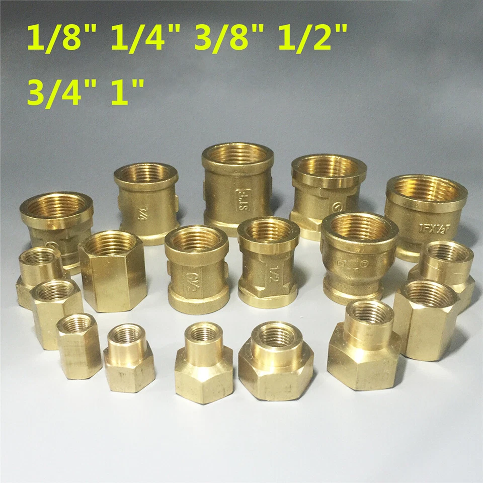 Brass Coupling Pipe Fittings 1/8" 1/4" 3/8" 1/2" 3/4" BSP Female Thread Coupler - Image 1 of 4