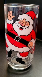 Retro Christmas Holiday Santa/Elves Clear 6"Drinking Glass/Tumbler;Milk/KIds/Bar - Picture 1 of 17