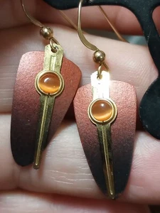 Pendientes colgantes artesanales 14k GF esmalte de vidrio de cobre modernista metal mezclado - Imagen 1 de 7
