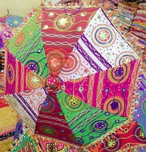 Wholesale Lot Decorative Indian Embroidered Parasol Sun Shade Decor Umbrella - Picture 1 of 31