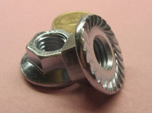 Zinc Grade 5 Steel, Flanged Serrated Hex Nut RH, 1/2"-13 x 3/4" x 1/2" 10 Pc - Picture 1 of 11
