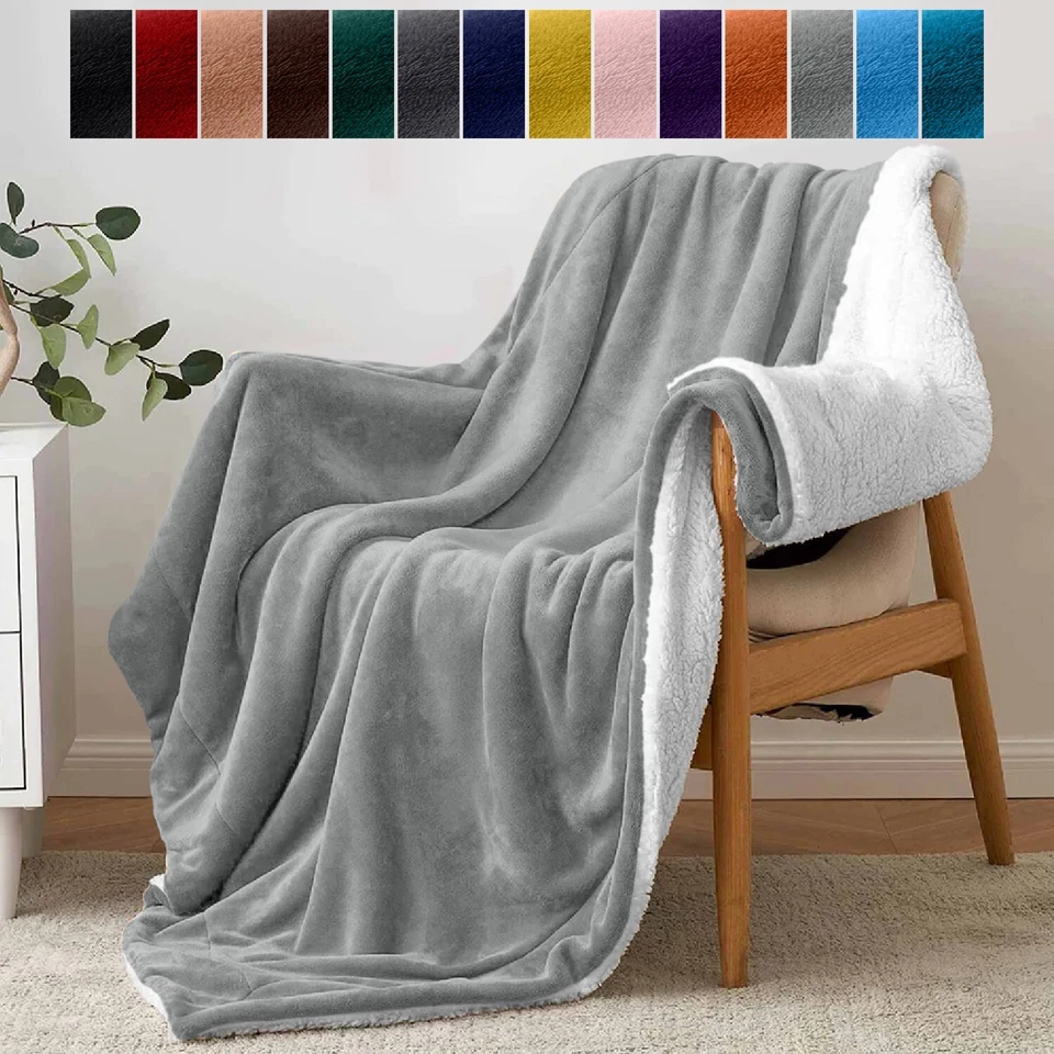 Double Sided Extra Large Sherpa Fleece Blanket ULTIMATE Warmth Super King Size - Image 1 of 1