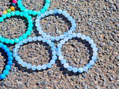 Handgefertigtes Aquamarin - Armband - Natürliche Edelsteinperlen , 8mm - Energie - Bild 1 von 4