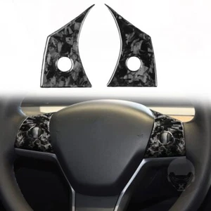 Borde de cubierta de botón de volante de fibra de carbono forjada para Tesla Model 3/Y - Imagen 1 de 6