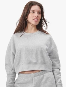 Florence By Mills Cozy Crush Cropped Sweatshirt Heather Grey Sz Small - Picture 1 of 10