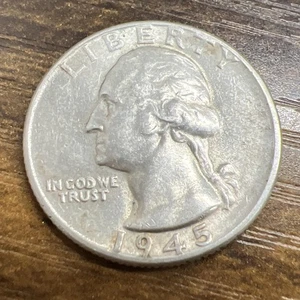 1945 25c Washington Quarter Actual Coin Please Checkout My Other Inventory - Picture 1 of 2