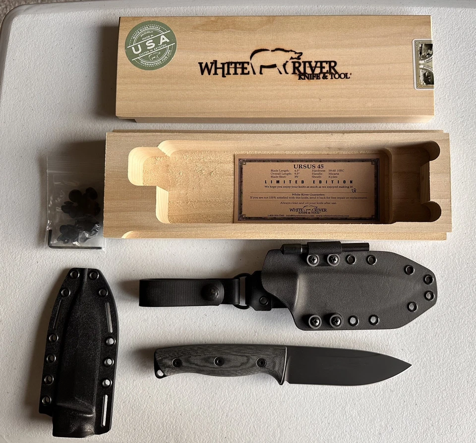 ¡NUEVO! Cuchillos White River Ursus 45 (Black Micarta) (Black CPM 3V) + Funda Personalizada  Foto 1 de 4