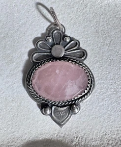 Rose Quartz Handmade Sterling Silver Pendant 925 (19.3 grams) - Picture 1 of 5