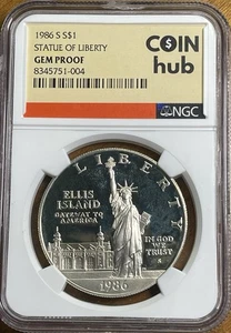 1986-S Statue of Liberty Silver Dollar Gem Proof NGC - Picture 1 of 2
