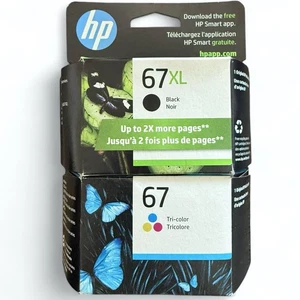 Wkłady atramentowe HP 67 XL czarne (Exp 9/26) i 67 trójkolorowe (Exp 5/25) - Zdjęcie 1 z 3