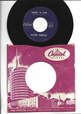 ROCKABILLY SOUL POPCORN 45- WANDA JACKSON - FUNNEL OF LOVE -  HEAR- 1961 CAPITOL - Image 1 of 2