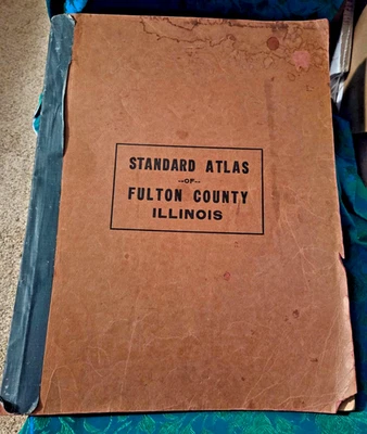 Antiguo Atlas Estándar Original 1916 del Condado de Fulton Illinois con 26 Municipios Foto 1 de 4