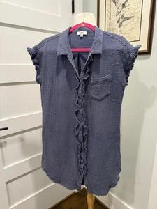 Umgee Gauze Mineral Wash Raw Edge Button Down Shirt - Gr. M - Bild 1 von 8