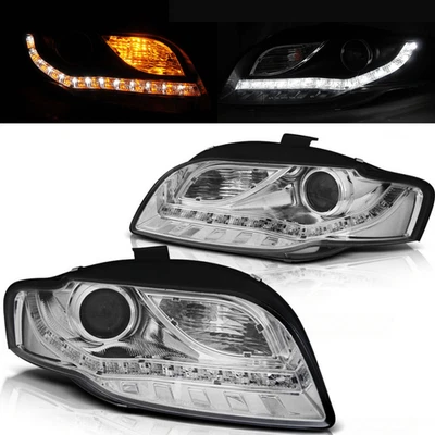 Halogen Scheinwerfer Set für Audi A4 B7 2004–2008 Chrom LED Standlicht & Blinker - Bild 1 von 4