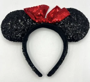 Disney Minnie Mouse Pailletten Ohren Stirnband schwarz rot Schleife Kostüm Cosplay Erwachsene - Bild 1 von 8