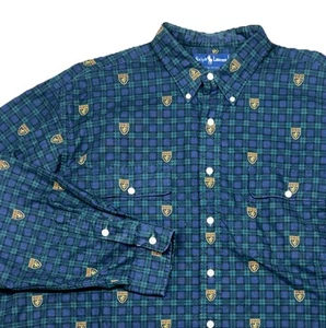Polo Ralph Lauren abotonado tartán con escudos estampado de colección para hombre XXL, 2XL - Imagen 1 de 9