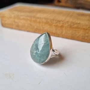 Unique Aquamarine Gemstone Ring 925 Sterling Silver Party Wear Lovely Ring - Picture 1 of 4
