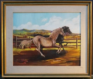 1971 M. CASAGLI OLIO SU TELA CON CORNICE. CAVALLI. DIPINTO. CAVALLO - Imagen 1 de 8