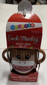 Galerie Sock Monkey Holiday Cocoa Mix Set Mug Hot Chocolate & Candy Canes Cup - Picture 1 of 3