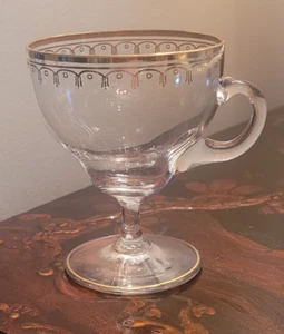 SET of 6 Antique French REGENCY Crystal FOOTED PUNCH CUPS with GOLD Trim - Picture 1 of 11