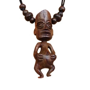 Halskette Anhänger Holz Maori Tiki Tribal Design längenverstellbar N101 - Bild 1 von 1