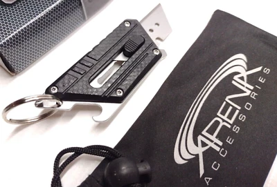 Retractable Replaceable Utility Blade Box Cut Razor Key Chain Manual EDC Knife - Image 1 of 4