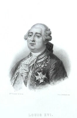 Portrait en buste du Roi de FRANCE LOUIS XVI - Gravure du 19eme siècle - Photo 1/2