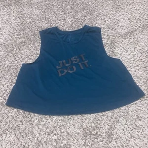 Nike Dri Fit Damen Tank - ärmelloses bauchfreies Oberteil Large blau - Bild 1 von 4