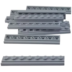 10 NEW LEGO Plate, Modified 1 x 8 with Door Rail Light Bluish Gray - Picture 1 of 1