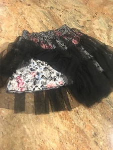 D-Signed DISNEY BLACK TULLE SHEER Skirt w/ PINK GIRLS SZ S - Picture 1 of 5
