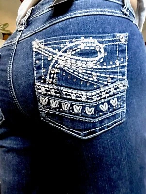 Pantalones de mezclilla ajustados Earl Jean para mujer adornados tiro bajo talla 6 pequeños nuevos con etiquetas $54 Foto 1 de 4