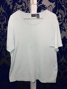 Laura Scott Womens Top sz 1X Green Short Sleeve Crew Neck Lightweight (WTF83) - Picture 1 of 1