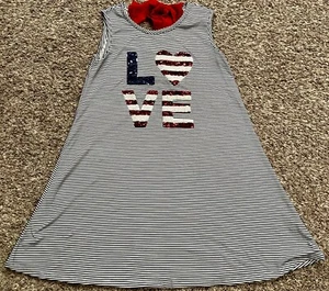 Girls USA Sequin Holiday Dress BTWEEN Sz 10 Memorial 4thJuly Veterans Labor Day - Picture 1 of 5