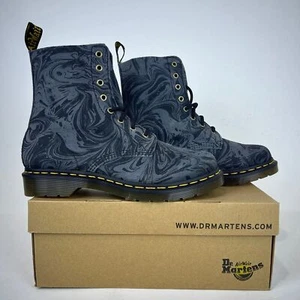 Dr. Martens 1460 Pascal Stiefel Schwarz + Grau Marmoriertes Wildleder Neu | Damen 6 - Bild 1 von 11