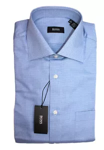BOSS Hugo Boss Blue Long Sleeve Dress Shirt 100% Cotton Size 15 32/33 - Picture 1 of 9