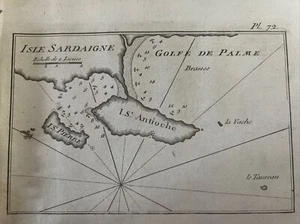 Portolano: Sardinien St. Antioche Sant'Antioco - Italien 1764 J. Roux - Bild 1 von 6