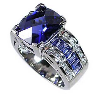 *SPECTACULAR TANZANITE simulated BRILLIANT CZ RING_SZ-9__925 Sterling Silver