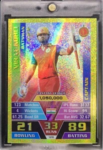 VIRAT KOHLI 2016 Topps Cricket Attax IPL Captain GOLD HOLO Rookie Card SP GOAT - Picture 1 of 2