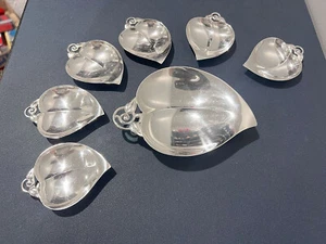 Tiffany & Co. Makers 925 Set of 7 Sterling Silver Heart Pear Leaf Dish 11.8 oz - Picture 1 of 7