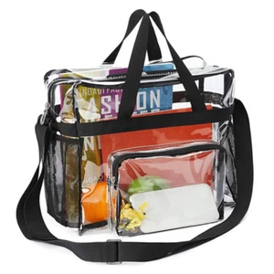 Clear Tote Bag Stadium Approved PVC Women's Bag Transparent Shoulder Travel Bag - Picture 1 of 12