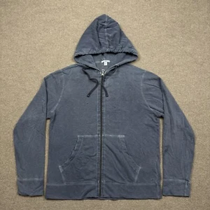 James Perse Mens Hoodie Blue 2 Full Zip Lightweight Breathable Drawstring * READ - Picture 1 of 13