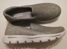 skechers go walk sparkle crochet slip on trainer