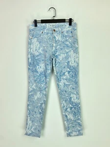 French Connection Slim Crop White Blue Floral 4 Pocket Jeans Size 10 - Picture 1 of 13