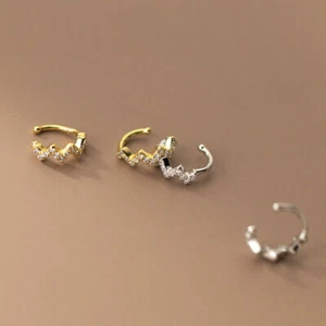 Pendientes con clip para mujer de plata esterlina onda cz a4190 - Imagen 1 de 11