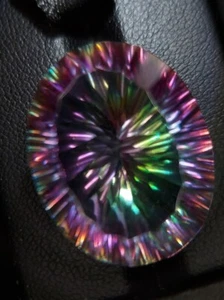 X Large Mystic Quartz Gemstone - Faceted Natural Rainbow Quartz 48.05 CTS - Picture 1 of 10